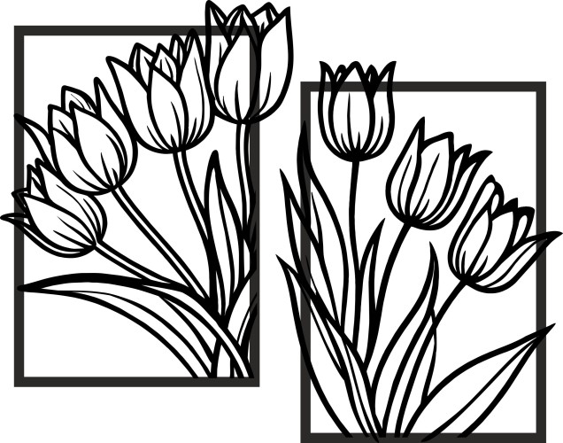 Dwuczęściowy obraz ażurowy Asymetryczna kompozycja z tulipanów 51023 Naklejkomania - zdjecie 1