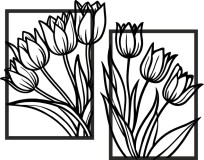 Dwuczęściowy obraz ażurowy Asymetryczna kompozycja z tulipanów 51023 Naklejkomania - zdjecie 1 - miniatura