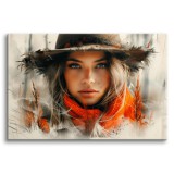 Nowoczesny obraz Farmerka - kobieta w słomianym kapeluszu 73068 Naklejkomania - zdjecie 1 - miniatura