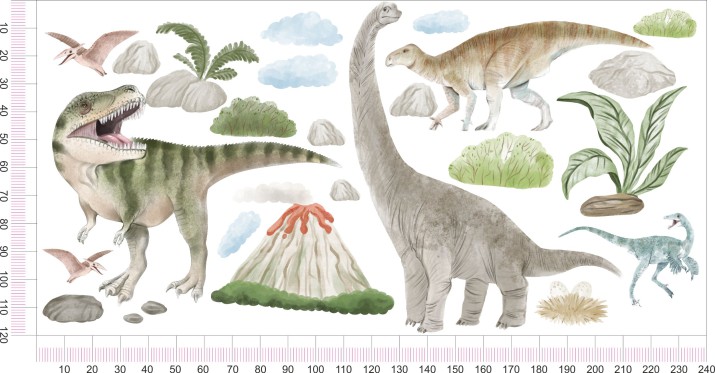 Naklejki na ścianę dla dzieci Dinozaury - erupcja wulkanu 52001 - zdjęcie 2