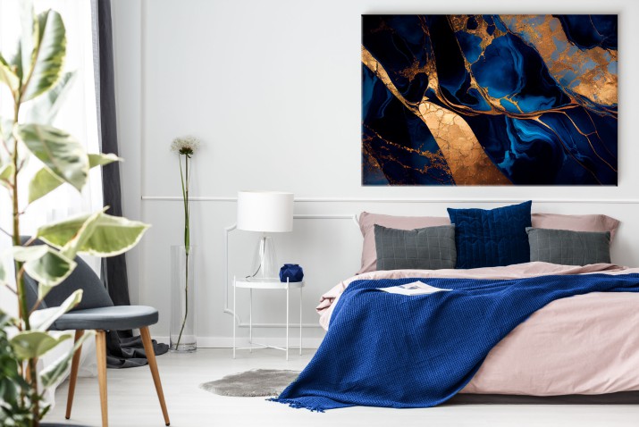 WYPRZEDAŻ 80x120 Obraz Abstrakcyjny marmur glamour w granacie i złocie 64630 - zdjęcie 2