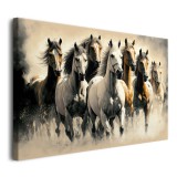 Obraz Stado koni - biel, brąz i beż 64624 Naklejkomania - zdjecie 3 - miniatura