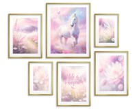 Różowe plakaty dla dziewczynki Życie to magia - koń i kwiaty kd089 Naklejkomania - zdjecie 6 - miniatura