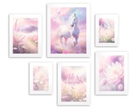 Różowe plakaty dla dziewczynki Życie to magia - koń i kwiaty kd089 Naklejkomania - zdjecie 7 - miniatura