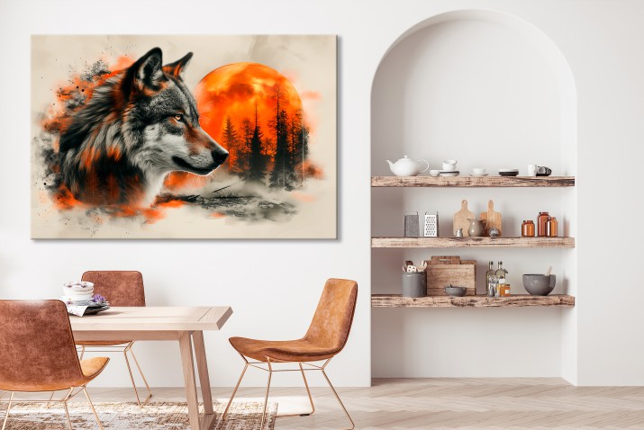 Obraz Wilk, las i księżyc 73048 - zdjęcie 2