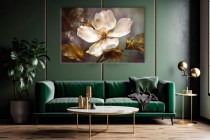 Obraz Malowany kwiat ze złotymi liśćmi 64621 Naklejkomania - zdjecie 9 - miniatura