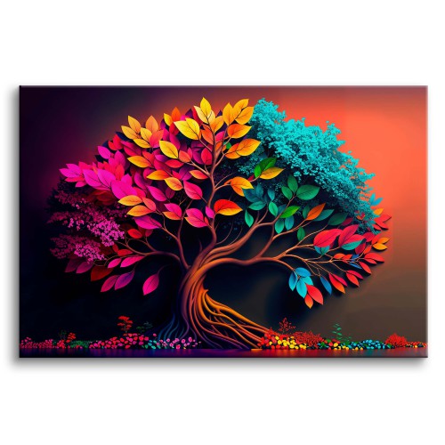 Nowoczesny obraz z efektem 3D Kolorowe drzewo 73047 Naklejkomania - zdjecie 1