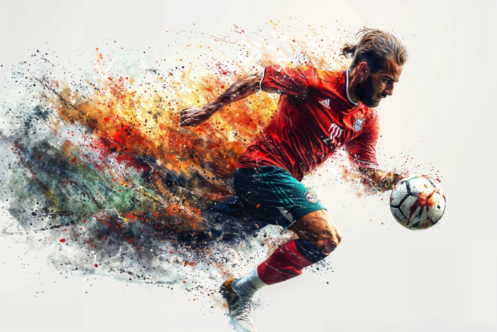 Sportowa fototapeta Piłkarz i kolory 75056 - zdjęcie 2