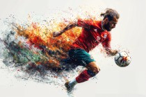 Sportowa fototapeta Piłkarz i kolory 75056 Naklejkomania - zdjecie 2 - miniatura
