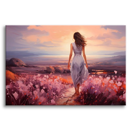 Romantyczny obraz Kobieta na wybrzeżu 73085 Naklejkomania - zdjecie 1