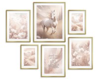 Zestaw beżowych plakatów dla dzieci Koń, kwiaty i cytat kd090 Naklejkomania - zdjecie 5 - miniatura