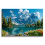 Obraz Górskie jezioro wiosną - jasny, kolorowy krajobraz 73040 Naklejkomania - zdjecie 1 - miniatura