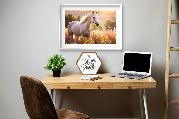 Ozdobny plakat boho Koń na polu 24353 - zdjęcie 4