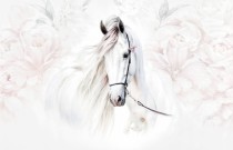 Delikatna fototapeta dla dzieci Koń pośród białych kwiatów 75087 Naklejkomania - zdjecie 2 - miniatura