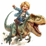 Dziecięca fototapeta Chłopiec i dinozaur 75104 Naklejkomania - zdjecie 2 - miniatura