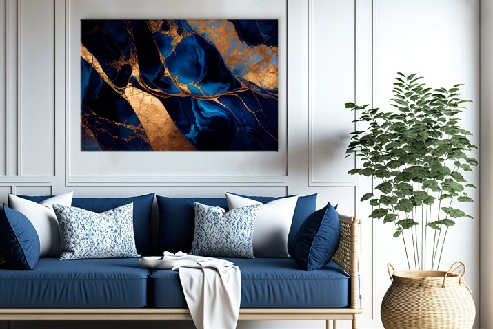 WYPRZEDAŻ 80x120 Obraz Abstrakcyjny marmur glamour w granacie i złocie 64630 - zdjęcie 6