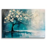 Obraz Drzewo z kwiatami - biel i błękit 73074 Naklejkomania - zdjecie 1 - miniatura