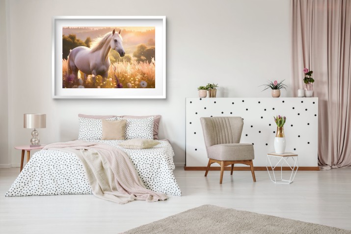 Ozdobny plakat boho Koń na polu 24353 - zdjęcie 5