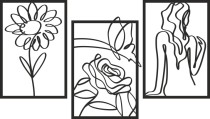 Tryptyk ażurowy Kształty - kwiaty, motyl i kobieta 51019 Naklejkomania - zdjecie 1 - miniatura