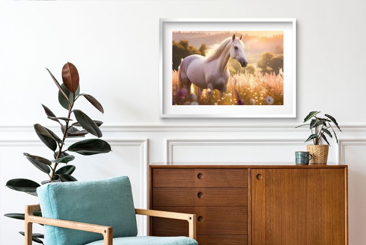 Ozdobny plakat boho Koń na polu 24353 - zdjęcie 2