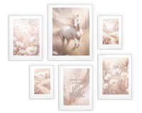 Zestaw beżowych plakatów dla dzieci Koń, kwiaty i cytat kd090 Naklejkomania - zdjecie 6 - miniatura