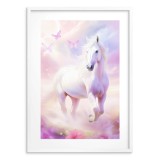Bajkowy, dziecięcy plakat Koń, motyle i pastelowe chmurki 24354 Naklejkomania - zdjecie 3 - miniatura