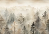 Fototapeta Zamglony las - widok w beżu i czerni 75066 Naklejkomania - zdjecie 2 - miniatura