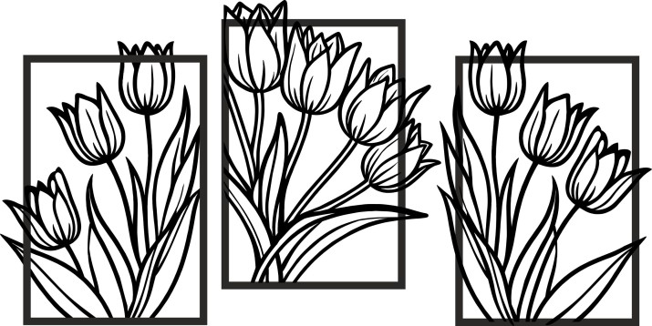 Tryptyk ażurowy Kompozycja z tulipanów 51022 Naklejkomania - zdjecie 1