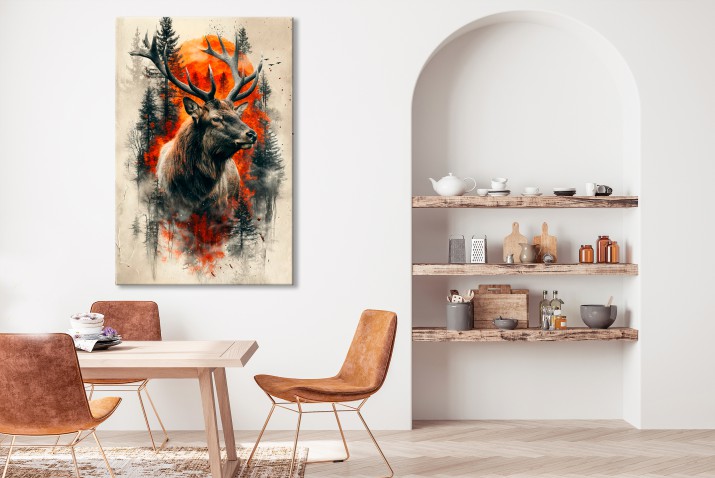 Obraz Jeleń w abstrakcyjnym, leśnym otoczeniu 73051 - zdjęcie 2
