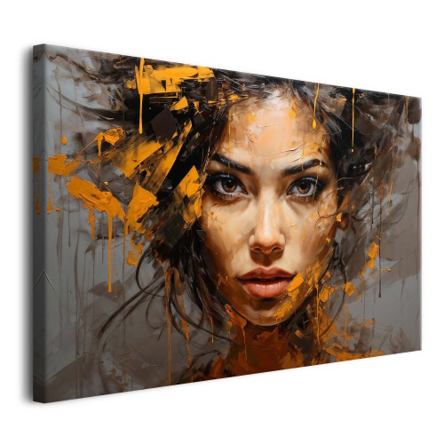 Nowoczesny obraz Portret kobiety z żółtą farbą 73036 - zdjęcie 6