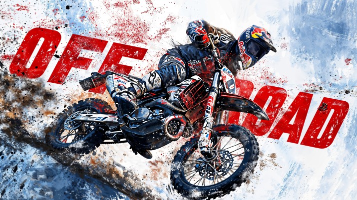 Motoryzacyjna fototapeta Motocyklista z czerwienią i niebieskim 75055 - zdjęcie 2