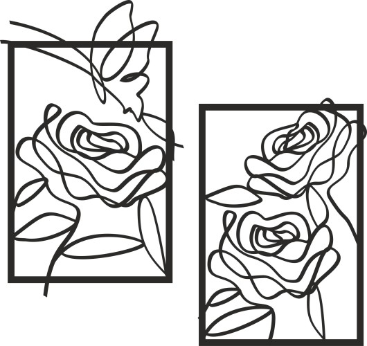 Obraz ażurowy, dyptyk Róże i motyl w abstrakcyjnym stylu 51020