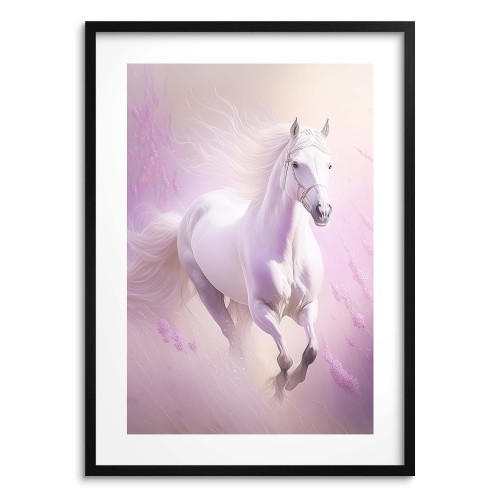 Pastelowy plakat w różu Galopujący koń 24357