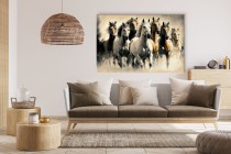 Obraz Stado koni - biel, brąz i beż 64624 Naklejkomania - zdjecie 2 - miniatura