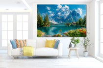 Obraz Górskie jezioro wiosną - jasny, kolorowy krajobraz 73040 Naklejkomania - zdjecie 2 - miniatura