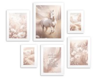 Zestaw beżowych plakatów dla dzieci Koń, kwiaty i cytat kd090 Naklejkomania - zdjecie 7 - miniatura