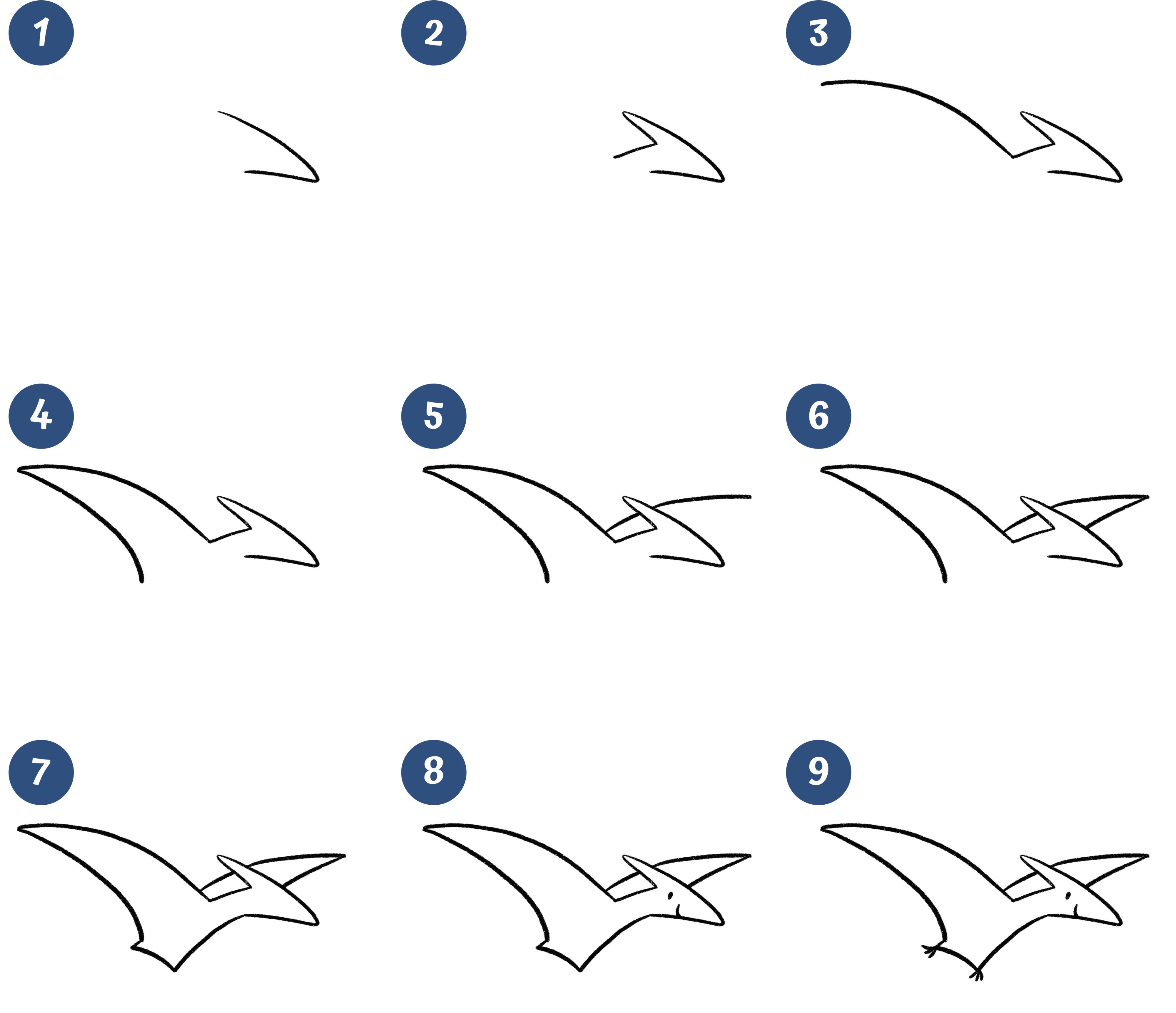Pterodaktyl - rysujemy latającego dinozaura krok po kroku!