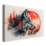 Klimatyczny obraz Wilk na tle czerwonego księżyca 73041 Naklejkomania - zdjecie 6 - miniatura