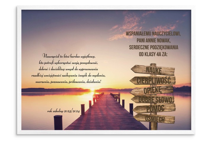 Prezent dla nauczyciela na koniec roku - personalizowany plakat, podziękowania ze wzruszającą sentencją 23220 - zdjęcie 3