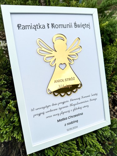 Pamiątka Pierwszej Komunii Świętej ramka ze złotym aniołkiem 61699 - zdjęcie 4