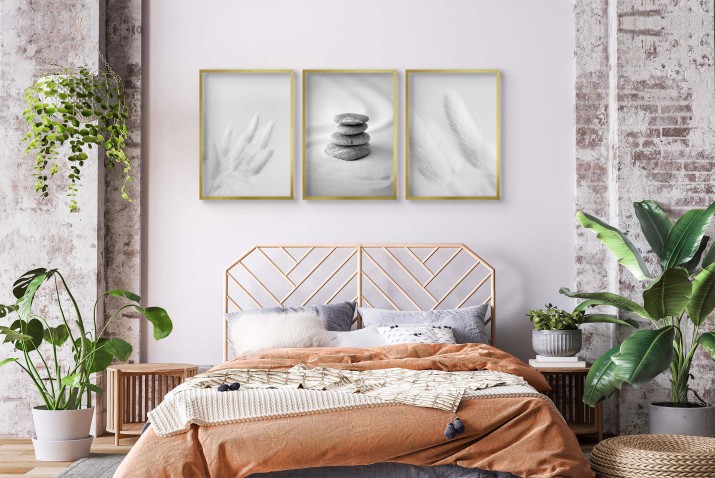 Zestaw boho plakatów trzy Zestaw 3 plakatów - Równowaga i spokój w minimalistycznym wydaniu 81186 - zdjęcie 5