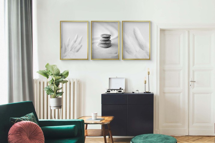 Zestaw boho plakatów trzy Zestaw 3 plakatów - Równowaga i spokój w minimalistycznym wydaniu 81186 - zdjęcie 4