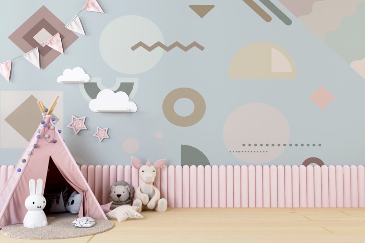 Pastelowe kształty - Fototapeta do pokoju dziecięcego w pastelowych kolorach 81201