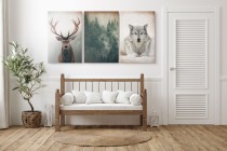 Obraz na ścianę do sypialni las, jeleń, wilk 20354 Naklejkomania - zdjecie 3 - miniatura