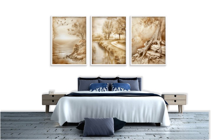 Zestaw boho plakatów trzy Plakaty postery Malowniczy krajobraz Sepia 81182 - zdjęcie 4