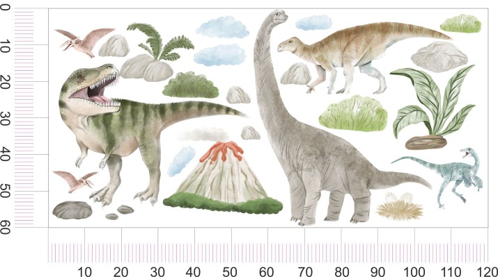 Naklejki na ścianę dla dzieci Dinozaury - erupcja wulkanu 52001 - zdjęcie 3