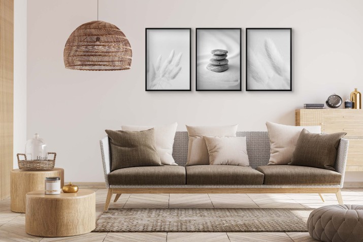Zestaw boho plakatów trzy Zestaw 3 plakatów - Równowaga i spokój w minimalistycznym wydaniu 81186 - zdjęcie 6