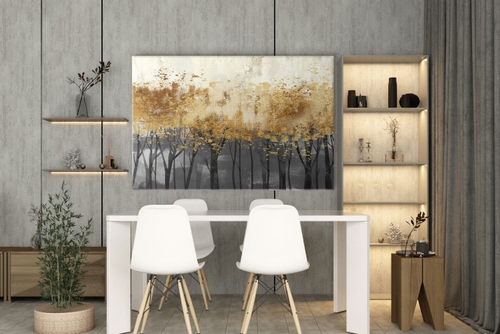 WYPRZEDAŻ 80x120 Obraz do sypialni, salonu abstrakcyjny Złoty Las 64640 - zdjęcie 9
