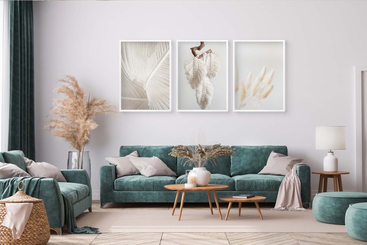 Zestaw boho plakatów trzy Plakaty postery do salonu, sypialni Liść, Makrama i Trawa 81185 - zdjęcie 5
