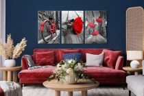 Obrazy na ścianę sypialni, salonu czerwień i szarości 20296 Naklejkomania - zdjecie 3 - miniatura